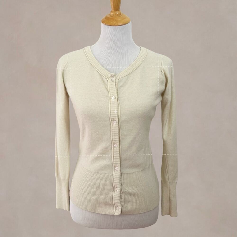 Vintage 1980s Hogg of Hawick 100% Cashmere Cardigan Ivory Scotland S